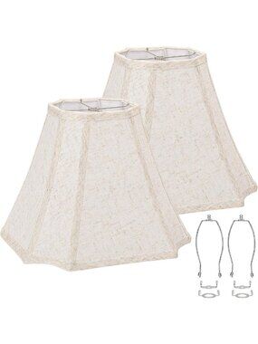 Beige Square Cut Corner Bell Lamp Shades Set of 2 - 6.5"x13"x10.5" Home Decor